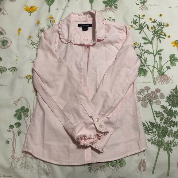 Lands' End Girls Pink Collared Button Down Shirt - Picture 2 of 8